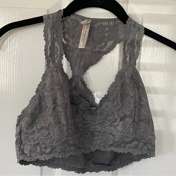Free People Intimately grey lace Gallon racerback - Picture 2 of 14